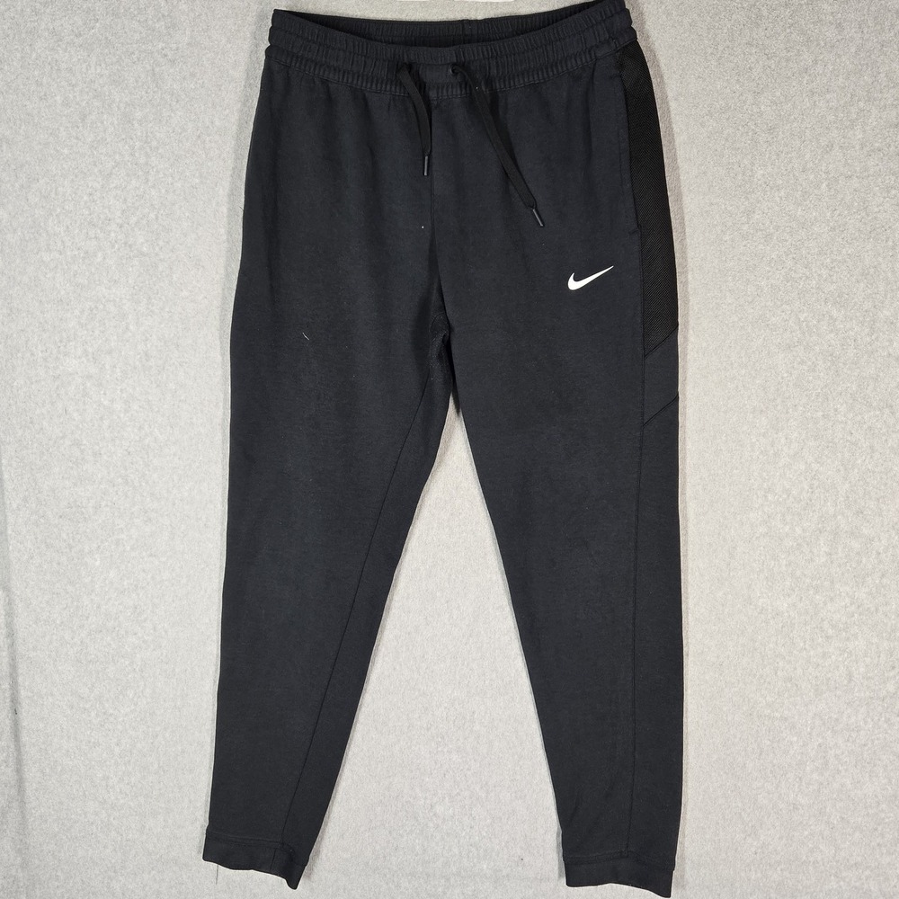 Nike Men Pants L Black Activewear Pants Sweatpants Dri-Fit Jogger Zipper Logo